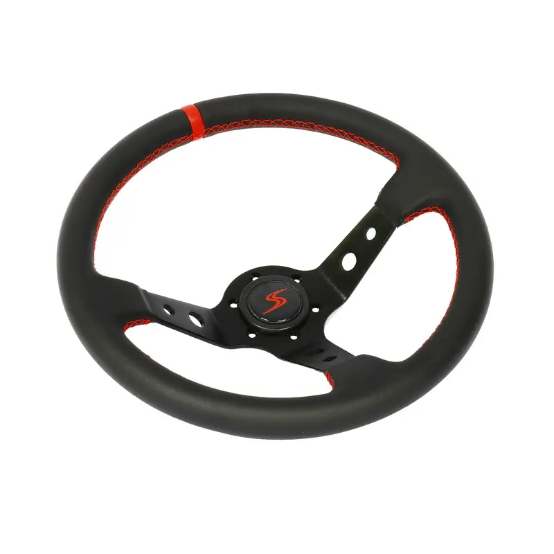 Volant DriftShop Tulipé (90 mm), Cuir Noir, Branches Noires Remise